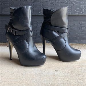 Black high heeled booties